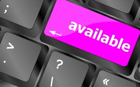 Available word. button on computer keyboard key Illustrazione stock