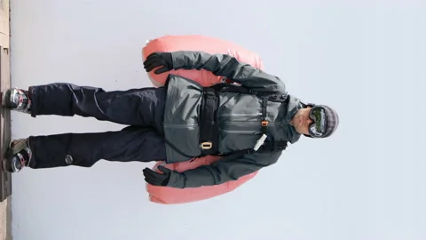 Avalanche airbag deployment on imperfect white background - modified color Stock Footage 191461691