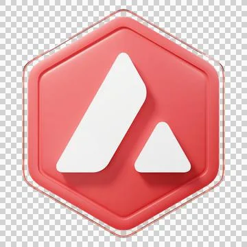 Avalanche (AVAX) Badge Left View Crypto Isolated On White Background Blockchain Stock Illustration