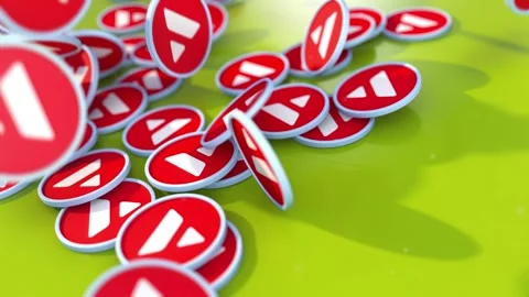 Avalanche. AVAX coins falling, Dynamic Camera Movement, Ultra HD animation Stock Footage 271083206