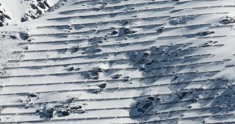 Avalanche barrier overview Stock Footage 102202470