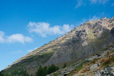 Avalanche barriers on mountain Stock Photos