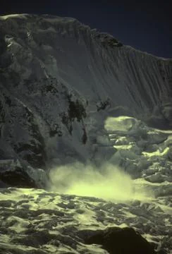 Avalanche on copa icewall Stock Photos