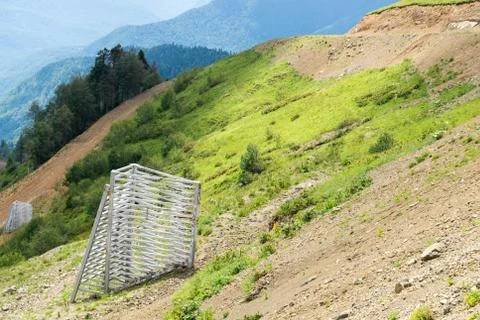Avalanche cutter - engineering device to reduce damage from avalanches in the Stock-Fotos
