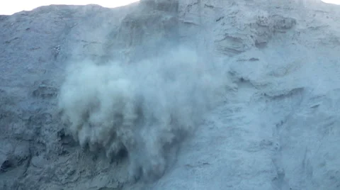 Avalanche falling down of volcano, super slow motion 240fps Stock Footage 58468913