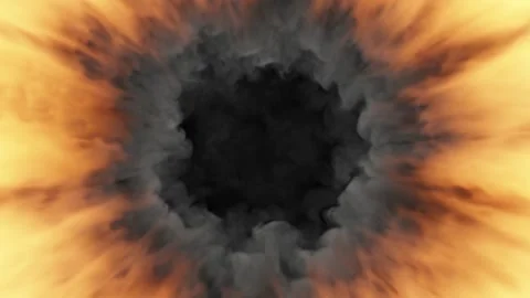 An avalanche of fire and smoke flows into the black hole in the middle of the Stock Footage 170098835