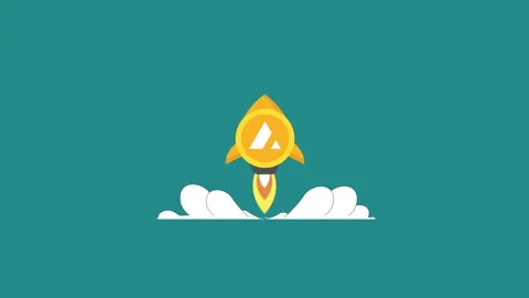 Avalanche gold  coin as rocket Stock Footage 174717052