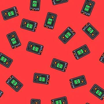 Avalanche transceiver mountain skiing vector seamless pattern Stock Illustration