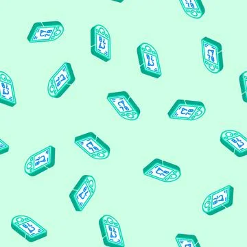 Avalanche transceiver ski resort isometric icon seamless pattern Stock Illustration