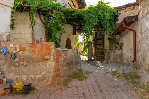 Avanos, Turkey - 06 August, 2025: Traditional stone houses and cave dwellin.. Stock Photos