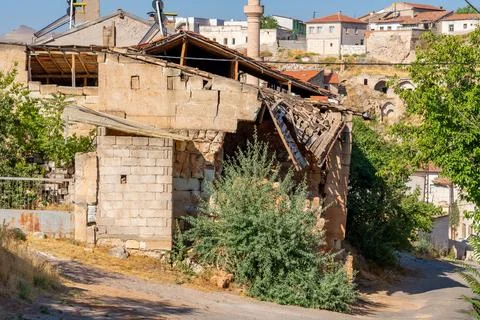 Avanos, Turkey - 06 August, 2025: Traditional stone houses and cave dwellin.. Stock Photos