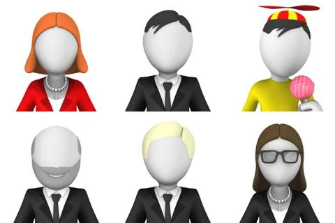 Avatar 3d white men Stock Illustration
