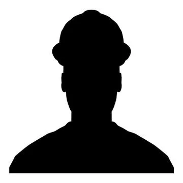 Avatar builder architect engineer in helmet view icon black color vector illu Illustrazione stock