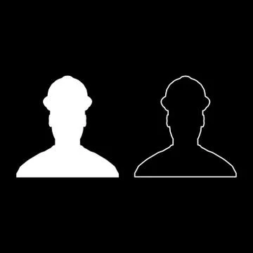 Avatar builder architect engineer in helmet view icon set white color illustr Illustrazione stock