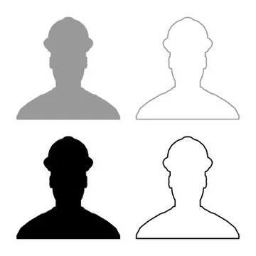Avatar builder architect engineer in helmet view icon set grey black color il Illustrazione stock