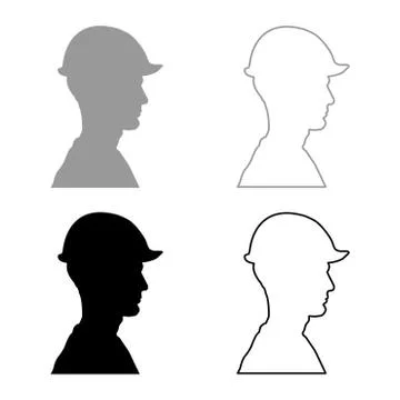 Avatar builder architect engineer in helmet view icon set grey black color il Stock Illustration