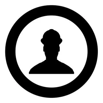 Avatar builder architect engineer in helmet view icon black color vector in c Stock Illustration