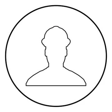 Avatar builder architect engineer in helmet view icon outline black color vec Stock Illustration