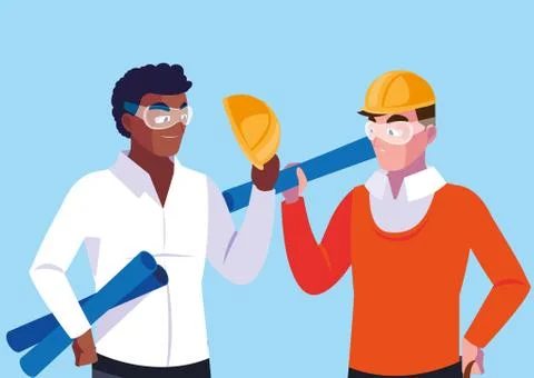 Avatar cartoon engineer men design Stock Illustration