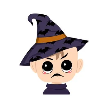 Avatar of child with angry emotions, grumpy face, furious eyes Stock Illustration