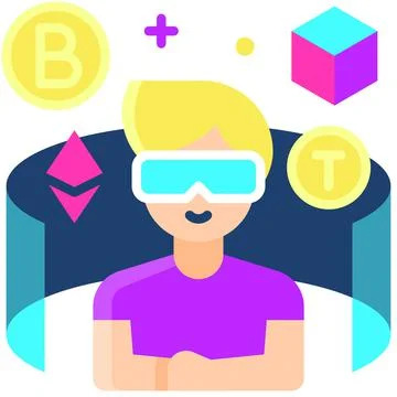 Avatar with coin elements icon, Metaverse related vector Illustrazione stock