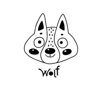 Avatar cute face wolf cub portrait. Vector illustration in cartoon style Stock Illustration