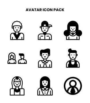 Avatar DuoTone Set Icons Pack Stock Illustration