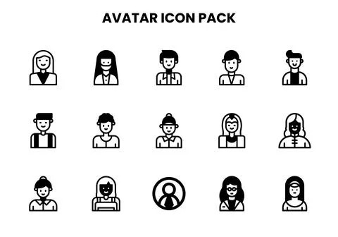 Avatar DuoTone Set Icons Pack Stock Illustration