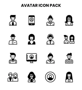 Avatar DuoTone Set Icons Pack Stock Illustration