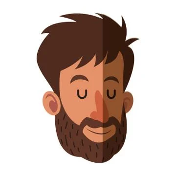 Avatar face man beard close eyes shadow Stock Illustration