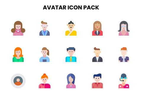 Avatar Flat Scalable Icons Pack Stock Illustration