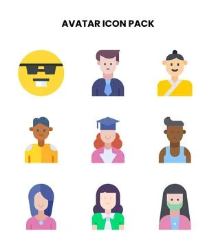 Avatar Flat Set Icons Pack Stock Illustration