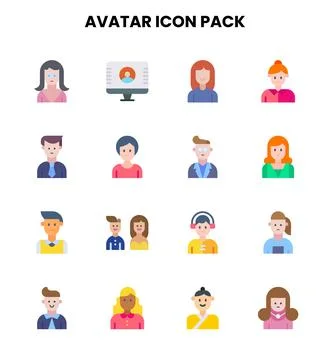 Avatar Flat UI Icons Pack Stock Illustration