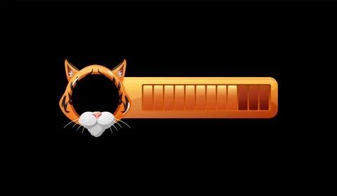 Avatar frame tiger muzzle with progress bar cartoon vector, achievement round Illustrazione stock