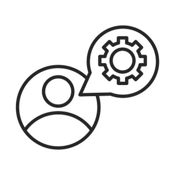 Avatar gear setting speech bubble line style icon Stock Illustration