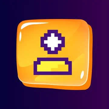 Avatar glossy ui button with pixelated color icon Stock Illustration