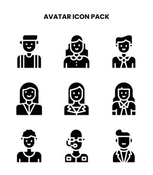 Avatar Glyph Graphics Icons Pack Stock Illustration