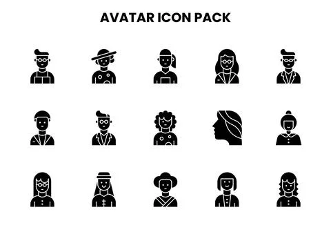Avatar Glyph Graphics Icons Pack Stock Illustration