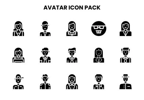 Avatar Glyph Graphics Icons Pack Stock Illustration