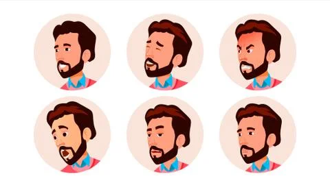Avatar Icon Man Vector. Comic Face Art. Cheerful Worker. Cartoon Character Stock Illustration