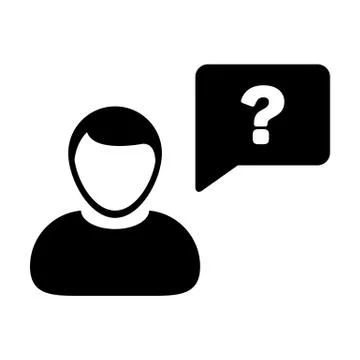 Avatar icon with question mark speech bubble symbol vector male person profile 스톡 일러스트