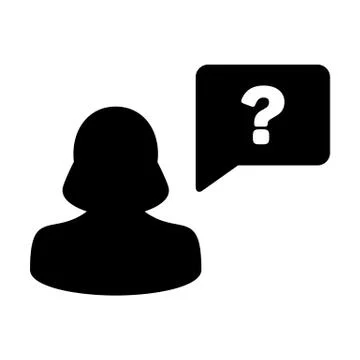 Avatar icon with question mark speech bubble symbol vector female person Illustrazione stock