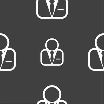 Avatar icon sign. Seamless pattern on a gray background. Stock Illustration