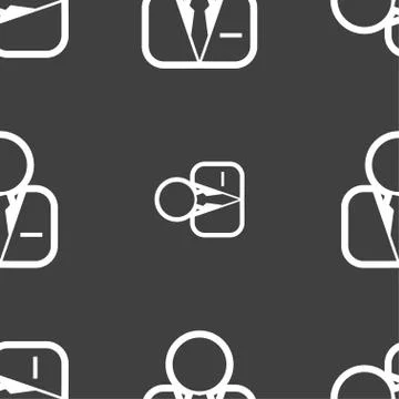 Avatar icon sign. Seamless pattern on a gray background. Stock Illustration