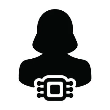 Avatar icon vector with RFID microchip implant for human tracking system symbol Illustrazione stock