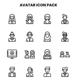 Avatar Line Graphics Icons Pack Illustrazione stock