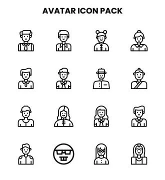 Avatar Line Graphics Icons Pack Stock Illustration
