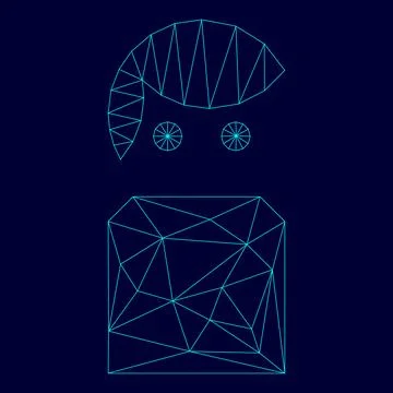 Avatar low poly triangulation triangulated polygonal electric cyan blue vib.. Stock Illustration