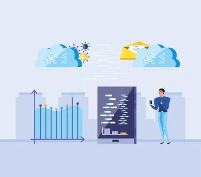 Avatar man and big data design Stock Illustration