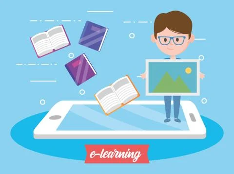 Avatar man and learning online concept vector design Illustrazione stock